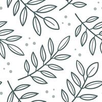 Scandinavian leaf repeat seamless tile pattern with soft color palette and simple leaf illustrations for minimalist homes concept as Simple leaf illustrations on soft color palette Clean Pro vector
