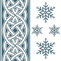 Scandinavian Nordic patterns and snowflakes seamless tile design with cool blue tones concept as Cool blue tones highlight Scandinavian Nordic patterns intertwined with snowflakes Clean Pro vector