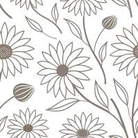 Scandinavian sunflower seamless tile pattern with minimalistic sunflowers and neutral tones ideal for clean airy spaces concept as Minimalistic sunflowers and neutral tones create Clean Pro vector