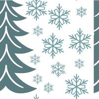 Scandinavian snowflakes and pine trees seamless tile pattern with cool tones and minimalist designs for modern decor concept as Cool toned snowflakes and pine trees arranged seamle Clean Pro vector