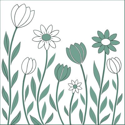 Scandinavian wildflowers seamless tile pattern with simple daisies and tulips in soft green tones for minimalist homes concept as Simple daisies and tulips in soft green tones crea Clean Pro