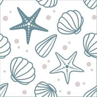 Seashell and starfish seamless tile pattern with beach motifs and soft summer hues concept as Seashells and starfish in soft beach hues create a seamless tile pattern bringing summ Clean Pro vector