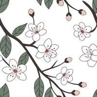 Serene spring nature seamless pattern with gentle tree branches and subtle flower details for calming decor concept as Calming spring nature pattern with tree branches and delicate Clean Pro vector