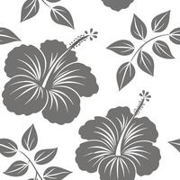 Shabby Chic hibiscus seamless tile pattern with distressed hibiscus and soft grey accents on white background ideal for charming spaces concept as Distressed hibiscus and soft grey Clean Pro vector