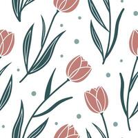 Shabby Chic tulip seamless tile pattern with distressed tulips and soft pastel accents on white background ideal for charming spaces concept as Distressed tulips and soft pastel ac Clean Pro vector