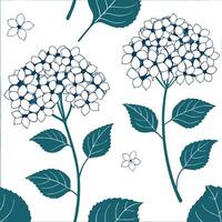 Shabby Chic hydrangea seamless tile pattern with distressed hydrangeas and soft pastel accents on white background ideal for charming spaces concept as Distressed hydrangeas and so Clean Pro vector