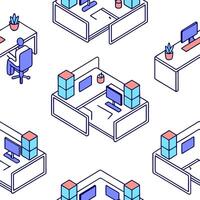 Smart Office Automation concept as A panoramic view of a modern office where employees interact seamlessly with automated systems such as smart lighting and voice activated assista Clean Pro vector