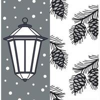 Snow covered lanterns and pinecones seamless tile pattern with winter charm concept as Snow covered lanterns and pinecones add winter charm to a seamless tile pattern perfect for f Clean Pro vector