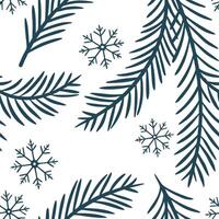Snowflake and evergreen branch seamless tile pattern with icy accents and winter elegance concept as Evergreen branches paired with snowflakes create a seamless tile pattern with i Clean Pro vector
