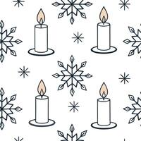 Snowflake and holiday candle seamless tile pattern with warm glow and frosty accents concept as Warm glowing candles paired with snowflakes create a seamless tile pattern with fros Clean Pro vector