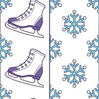 Snowflake and ice skates seamless tile pattern with dynamic winter sports elements concept as Dynamic ice skates paired with snowflakes create a seamless tile pattern with winter s Clean Pro vector