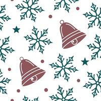 Snowflake and holiday bells seamless tile pattern with sparkling winter accents and festive tones concept as Sparkling holiday bells paired with snowflakes create a seamless tile p Clean Pro vector