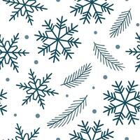 Snowflake and evergreen seamless tile pattern with frosty details and cool tones concept as Snowflakes paired with evergreen branches create a seamless tile pattern with frosty det Clean Pro vector