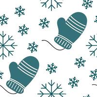 Snowflake and mittens seamless tile pattern with cozy winter elements and soft hues concept as Cozy winter elements like mittens paired with snowflakes create a seamless tile patte Clean Pro vector