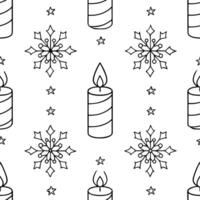 Snowflake and festive candle seamless tile pattern with glowing winter accents concept as Glowing winter candles paired with snowflakes create a seamless tile pattern with festive Clean Pro vector