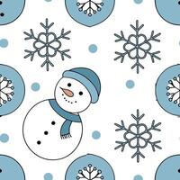 Snowman and snowflake seamless tile pattern with playful winter elements and cool tones concept as Playful snowmen surrounded by snowflakes create a seamless tile pattern with cool Clean Pro vector
