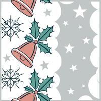 Sparkling Christmas bells and snowflakes seamless tile pattern with festive accents concept as Festive accents with sparkling Christmas bells and snowflakes create seamless tile pa Clean Pro vector