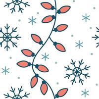 Sparkling Christmas lights and snowflakes seamless tile pattern with radiant winter accents concept as Radiant Christmas lights and sparkling snowflakes create seamless tile patter Clean Pro 2 vector