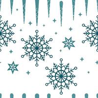 Sparkling snowflake and icicle seamless tile pattern with glittery winter accents concept as Glittery icicles paired with sparkling snowflakes create a seamless tile pattern with g Clean Pro vector