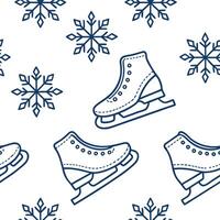 Sparkling ice skates and snowflakes seamless tile pattern with winter sports flair concept as Ice skates adorned with sparkling snowflakes create a seamless tile pattern with a win Clean Pro vector