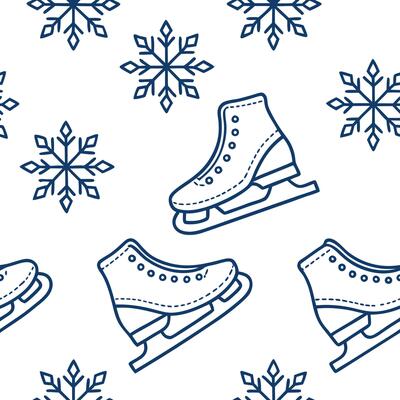 Sparkling ice skates and snowflakes seamless tile pattern with winter sports flair concept as Ice skates adorned with sparkling snowflakes create a seamless tile pattern with a win Clean Pro
