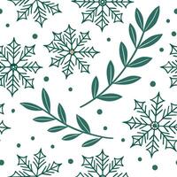 Sparkling snowflakes and holiday wreath seamless tile pattern with festive greenery concept as Festive greenery and sparkling snowflakes create a seamless tile pattern with holiday Clean Pro vector