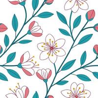 Spring floral seamless pattern with vibrant colors and delicate petals perfect for seasonal designs concept as Floral pattern featuring vibrant spring colors and delicate petals id Clean Pro vector