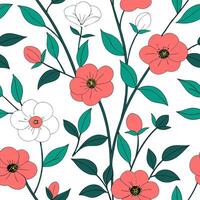 Spring garden seamless pattern with anemones and camellias for elegant outdoor garden designs concept as Elegant anemones and camellias arranged in a seamless spring garden pattern Clean Pro vector