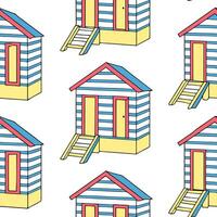 Summer beach cabanas seamless tile pattern with cool shades and vibrant beachside charm concept as Vibrant summer beach cabanas with cool shades and beachside charm create a seamle Clean Pro vector