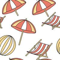 Summer bright seamless pattern with colorful umbrellas and beach chairs for a relaxing coastal design concept as Relaxing beach pattern with colorful umbrellas and beach chairs per Clean Pro vector