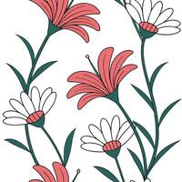 Summer flowers seamless pattern with rich color contrasts and vibrant petals for a bold artistic summer style concept as Artistic summer flower pattern with rich color contrasts an Clean Pro vector