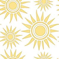 Summer sun seamless tile pattern with bright rays and light yellow tones for lively indoor spaces concept as Bright sun rays in light yellow tones arranged in a seamless pattern to Clean Pro vector