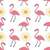 Summer sun seamless tile pattern with flamingos and sun rays for a fun and playful summer vibe concept as Flamingos and sun rays arranged in a playful seamless pattern for creating Clean Pro vector