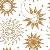 Summer sun seamless tile pattern with warm golden hues and abstract sun designs for modern interiors concept as Abstract sun designs and golden hues arranged seamlessly to add a mo Clean Pro vector