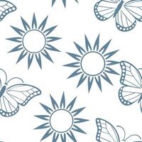 Sunlit summer seamless pattern with sun rays and blue sky accents for an airy open atmosphere concept as Sun rays and blue sky accents arranged seamlessly for creating an airy and Clean Pro vector