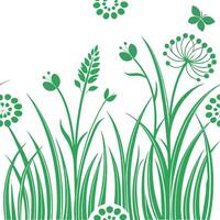 Sunlit grass and flowers seamless tile pattern with gentle spring breezes and vibrant green hues concept as Sunlit grass and flowers sway in a gentle spring breeze creating a seaml Clean Pro vector