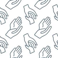 Supportive hands outline tiles concept as Seamless pattern of minimalist white outlines depicting supportive hand gestures Camera slowly pans across the tiles emphasizing care and Clean Pro vector