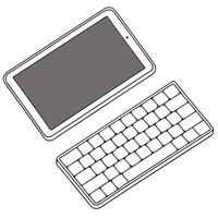Tablet and Keyboard with Remote Work Ready text isolated on white background concept as Camera movement Focus on the tablet and keyboard highlighting the readiness for remote work Clean Pro 2 vector