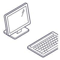 Tablet and Keyboard with Remote Work Ready text isolated on white background concept as Camera movement Focus on the tablet and keyboard highlighting the readiness for remote work Clean Pro vector