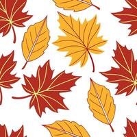 Thanksgiving leaves seamless pattern with rich autumn colors of red orange and yellow for a warm harvest inspired look concept as Warm Thanksgiving pattern with red orange and yell Clean Pro 11 vector
