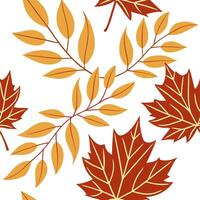 Thanksgiving leaves seamless pattern with rich autumn colors of red orange and yellow for a warm harvest inspired look concept as Warm Thanksgiving pattern with red orange and yell Clean Pro 17 vector