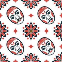 Traditional masks and symbolic patterns seamless tile pattern with bold and vibrant colors concept as Bold and vibrant colors highlight traditional masks and symbolic patterns in s Clean Pro 2 vector