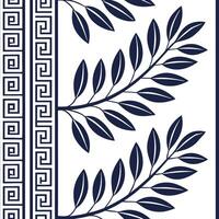 Traditional Greek key patterns and olive branches seamless tile pattern with classic blue and white tones concept as Classic blue and white tones highlight traditional Greek key pa Clean Pro vector