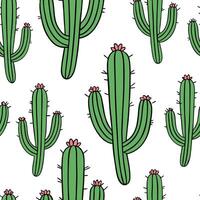 Tropical cactus seamless tile pattern with lush green stems and vibrant cactus clusters on white background ideal for sunny lounges concept as Lush green cactus stems and vibrant c Clean Pro vector