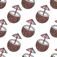 Tropical coconut drink seamless tile pattern with bright straws umbrellas and beach vibes concept as Coconut drinks with bright straws and tiny umbrellas create a seamless tropical Clean Pro vector