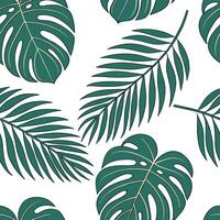 Tropical leaves seamless tile pattern with oversized monstera and palm leaves and vibrant green hues for bold statement walls concept as Oversized monstera and palm leaves with vib Clean Pro vector