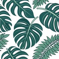 Tropical leaf seamless tile pattern with oversized foliage and vibrant greens for lush and lively interiors concept as Oversized foliage with vibrant greens create tropical leaf se Clean Pro vector