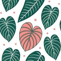 Tropical Pilea seamless pattern with vibrant colors and exotic elements on white concept as Vibrant tropical Pilea leaves with exotic elements forming a lively seamless pattern per Clean Pro vector