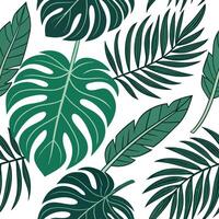Tropical rainforest leaf repeat seamless tile pattern with dense foliage and vibrant greens for exotic home settings concept as Dense foliage with vibrant greens create tropical ra Clean Pro vector