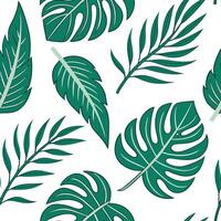 Tropical sage leaves seamless pattern with vibrant colors and exotic elements on white concept as Vibrant tropical sage leaves with exotic elements forming a lively seamless patter Clean Pro vector